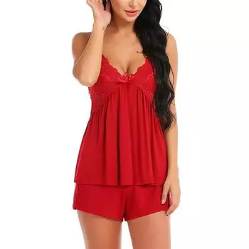 LAPA женское нижнее белье, сексуальная одежда для сна, кружевная рубашка без рукавов с ремешками, ночная рубашка, шорты, пижамные комплекты из 2 предметов