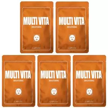 Lapcos, Набор тканевых масок Multi Vita Brightening Beauty, 5 шт., 25 мл (0,84 жидких унции) каждый