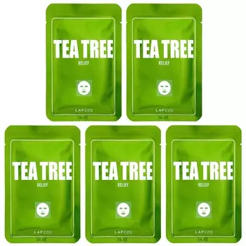 Lapcos, Tea Tree Relief Beauty Sheet Mask Set, 5 масок, 25 мл (0,84 жидких унции) каждый