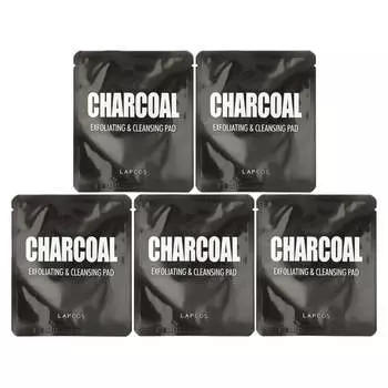 Lapcos, Угольные отшелушивающие и очищающие диски, 5 шт., 0,24 жидких унций (7 г) за лист