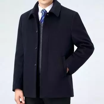Lapel cashmere jacket men s mid-length high-end casual business woolen coat winter new middle-aged wool coat 170