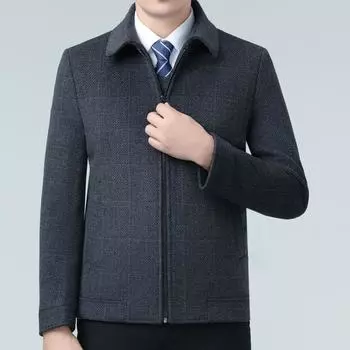 Lapel cashmere jacket, men s short top, removable down liner, middle-aged and elderly woolen woolen jacket, dad outfit 170