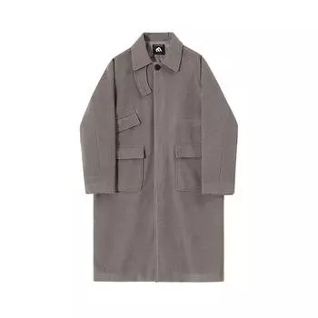 Lapel H-shaped Woolen Coat Men s Winter Thickened Mid-length Coat Korean Style Loose Woolen Windbreaker M