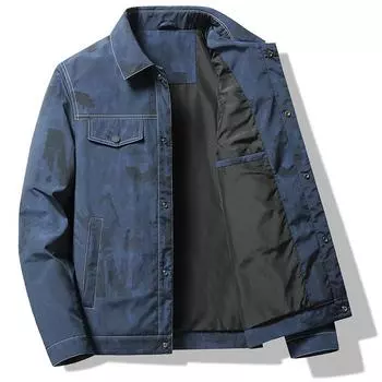 Lapel Jacket Men s Autumn and Winter New Casual All-match Work Jacket Black Dark Pattern Simple Business Jacket M
