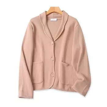 Lapel Knitting Cardigan Spring & Fall New Arrival Long Sleeves Button Small Coat Stretch All-Matching Shawl Women s Top 11334 Shallow coffee 66