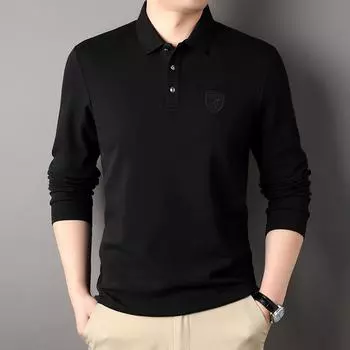 Lapel Long-sleeved T-shirt Casual Daddy Middle-aged and Elderly Men s POLO Shirt M