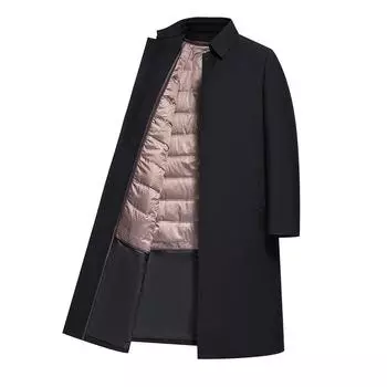 Мужская удлиненная ветровка с отворотом и съемной подкладкой, длинное пальто, пальто больших размеров, топ класса люкс для людей среднего и пожилого возраста 170