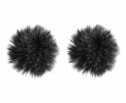 Lapel microphone windscreen fur microphone microphone clip outdoor pin microphone windshield noise reduction black [2 pieces] 1.0cm (size2)