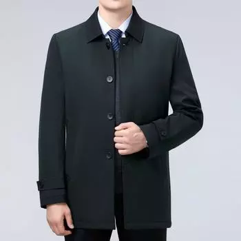 Lapel Thickened Cotton Coat Windbreaker Men s Winter Coat Mulberry Silk Cotton Jacket Middle-aged and Elderly Dad Wear Business Casual Cotton Coat 170