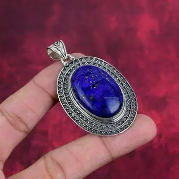 Ювелирные изделия из чистого серебра 925 пробы с лазуритом, подвески ручной работы для нее, прекрасные драгоценные камни для свадебного подарка 2.40 Inches синий