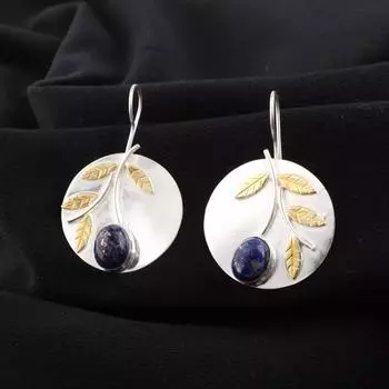 Lapis Lazuli Gemstone 925 Sterling Silver Jewelry Handmade Dangle Earrings1.73 EE-176-22