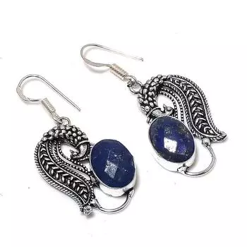Lapis Lazuli Gemstone Handmade 925 Sterling Silver Jewelry Earring 1.89 c1v85