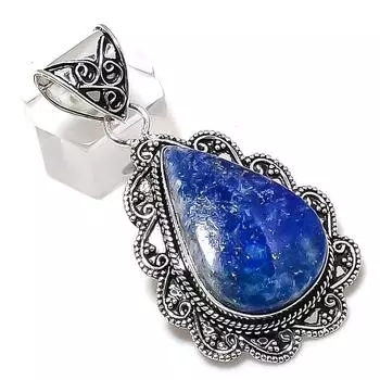 Lapis Lazuli Gemstone Handmade 925 Sterling Silver Jewelry Pendant 2.21 u7e33