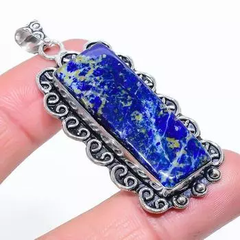 Lapis Lazuli Gemstone Handmade 925 Sterling Silver Jewelry Pendant 2.36 J9C06