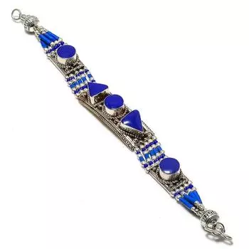 Lapis Lazuli Gemstone Handmade Bracelet 7-8 q5t39