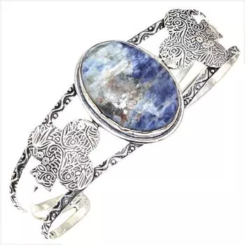 Lapis Lazuli Gemstone Handmade Silver Jewelry Cuff Bracelets 7 Adjustable