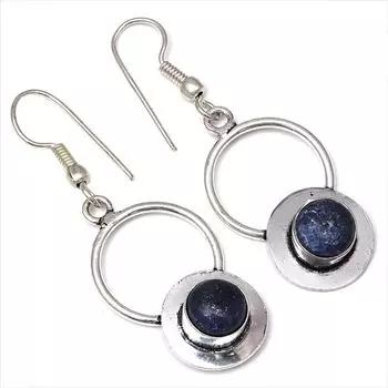 Lapis Lazuli Gemstone Handmade Silver Jewelry Earrings 1.5