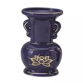 Lapis Lazuli Gold Lotus Flower Vase Buddhist Altar Home Memorial Urn Compatible [3 inches] Supplies, Supplies,