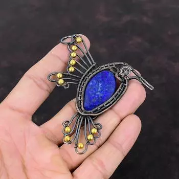 Lapis Lazuli Pendant Copper Wire Wrapped Pendant Designer Jewelry Handmade Pendant Gemstone Pendant Copper Jewelry Bird Pendant Gift For Mom