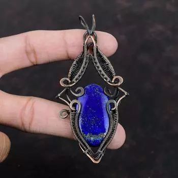 Lapis Lazuli Pendant Copper Wire Wrapped Pendant Lapis Lazuli Jewelry Handmade Pendant Copper Jewelry Gemstone Pendant For Gift Boho Pendant