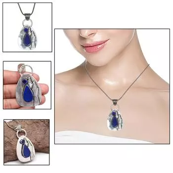 Lapis Necklace Lazuli Gifted Gemstone Pendant Jewelry 18 Handmade