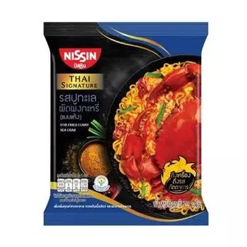Лапша быстрого приготовления Nissin Фирменная тайская обжаренная карри со вкусом морского краба (Сухой тип) 73 г. х 5/10/15/20 шт. 73 g. x 5 pcs