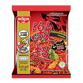 Лапша быстрого приготовления Nissin Premium Extream со вкусом курицы и острого перца чили (Сухой тип) 60 г. х 5/10/15/20 шт. 60 g. x 5 pcs