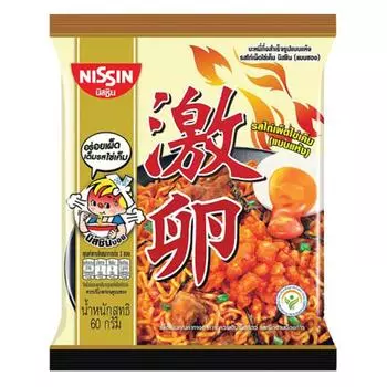 Лапша быстрого приготовления Nissin премиум-класса с острой курицей и чили, со вкусом соленых яиц (Сухой тип) 60 г. х 5/10/15/20 шт. 60 g. x 5 pcs