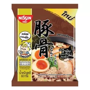 Лапша быстрого приготовления Nissin Премиум Тонкоцу со вкусом рамэна 60 г. х 5/10/15/20 шт. 60 g. x 5 pcs