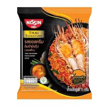 Лапша быстрого приготовления Nissin, тайская фирменная паста с креветками Том Ям, вкус сливочного соуса (Сухой тип) 71 г. х 5/10/15/20 шт. 71 g. x 5 pcs