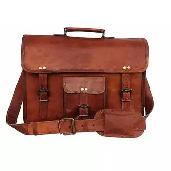 Laptop Artistic Leather Men Messenger Shoulder Satchel Briefcase Vintage Bag 16 x 12 x 5 in