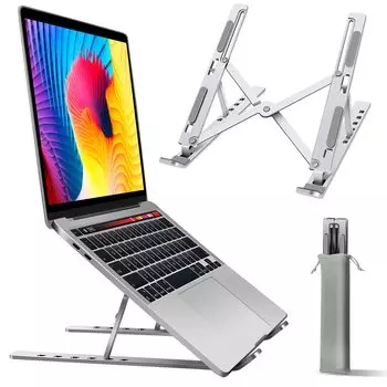 Laptop PC Tablet Computer iPad Aluminum 6 Levels of Height and Angle Easy to Silver Stand, Stand, Stand, Stand, Stand, Alloy, Foldable, Anti-Slip,