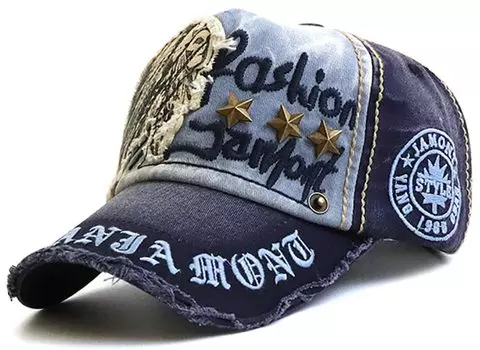 Laquest American Casual Baseball Studded and Embroidered Cap, 100% Cotton, (Navy)