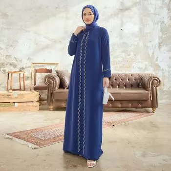 Лара Плюс Размер Женщины Хиджаб Исламское Вечернее Платье С Длинным Рукавом