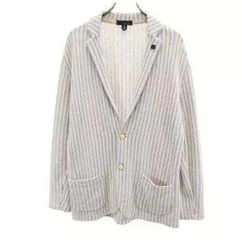 LARDINI made in Italy Striped Pattern knit tailored jacket M Ivory Men s Used