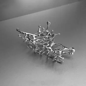 Large Alloy Geometric Claw Clips Geometry Hair Claw Silver Hair Crab Clip Ponytail Holder Hair Accessories Girls