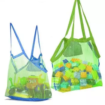 Большая пляжная сумка-сетка для игрушек, детская переносная сумка-сетка, сумка для хранения детских игрушек, одежды, полотенец, сумка для хранения всякой всячины синий