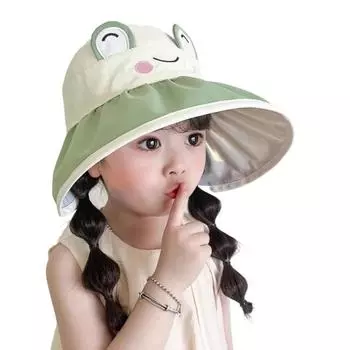 Large Brimmed Children s Hat Sun Protection Beach Hat Trend Empty Top Caps Summer чёрный