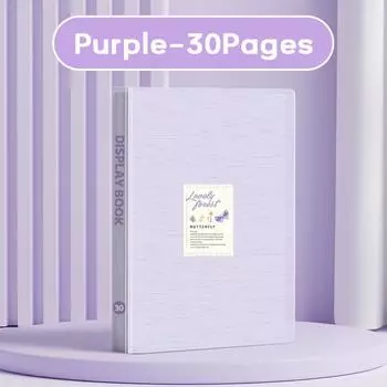 Large Capacity Archives Bag 30/40/60 Pages Storage Booklet Paintings Collection Book School Office Purple-30Pages