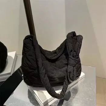 Large capacity autumn and winter rhombus cloud pleated dumpling big bag 2025 new versatile casual shoulder messenger bag хаки