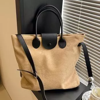 Large Capacity Autumn and Winter Suede Tote Bag New Lazy Shoulder Bag Fashionable Commuter Crossbody Bag