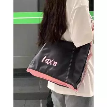 Large capacity backpack bag women s 2024 new student class commute armpit bag casual versatile shoulder messenger bag чёрный