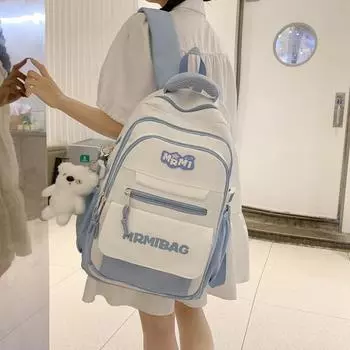 Large Capacity Backpack College Style Student Schoolbag Color Block Women s Travel Backpack чёрный