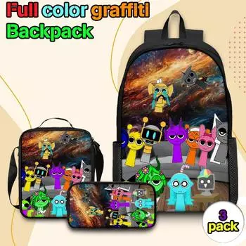 Large-capacity Backpack For Primary And Secondary School Students, Cartoon Shoulder Bag And Pencil Case For Children One Size