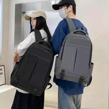Рюкзак большой вместимости, рюкзак из пленочной кожи, городской простой студенческий школьный рюкзак, дорожная сумка для мужчин и женщин 18 серый