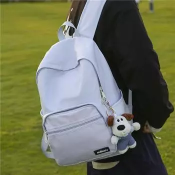 Large Capacity Backpack Student School Bag Women s Solid Color Travel Backpack жёлтый