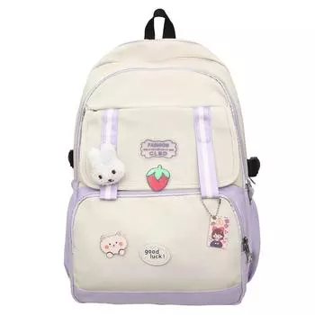 Рюкзак большой вместимости, студенческий школьный рюкзак, женский рюкзак с цветовым контрастом чёрный