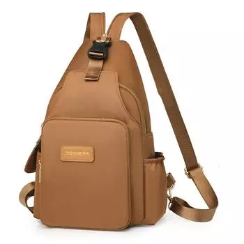 Large Capacity Backpack Water-Repellent Nylon Bag Multi-Functional Chest Bag Women s Travel Shoulder Bag коричневый