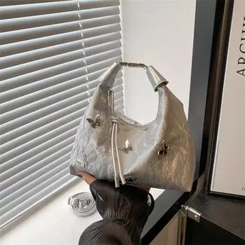 Large capacity bag 2024 new backpack design sense niche design commuting simple fashion shoulder messenger bag чёрный