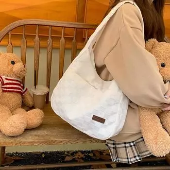 Large Capacity Bag for Women with Versatile Autumn New Canvas Shoulder Bag Texture Simple Niche Casual Tote Bag